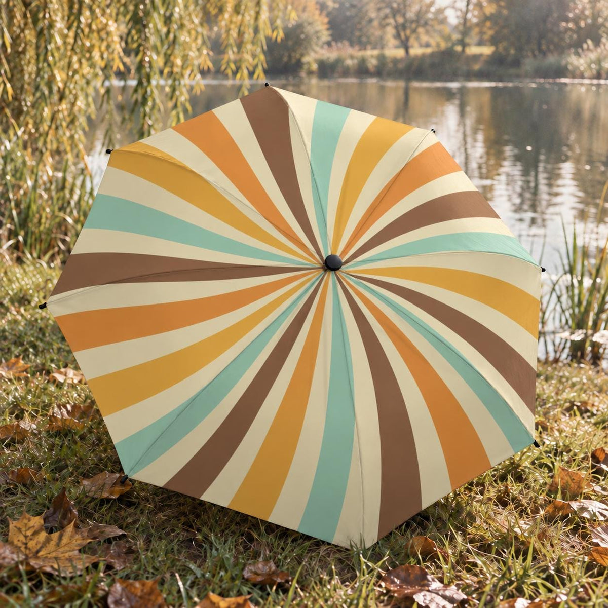 Retro Folding Umbrella, Compact Automatic Open and Close, Vintage Inspired Rain Accessory