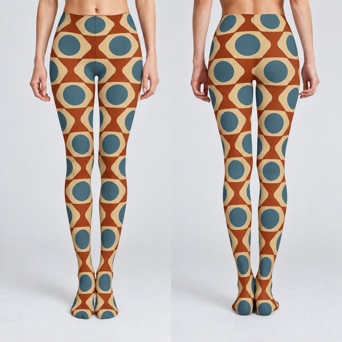 Retro Patterned Tights 2-Pack, Mix and Match Designs, Lightweight Stretch Hosiery