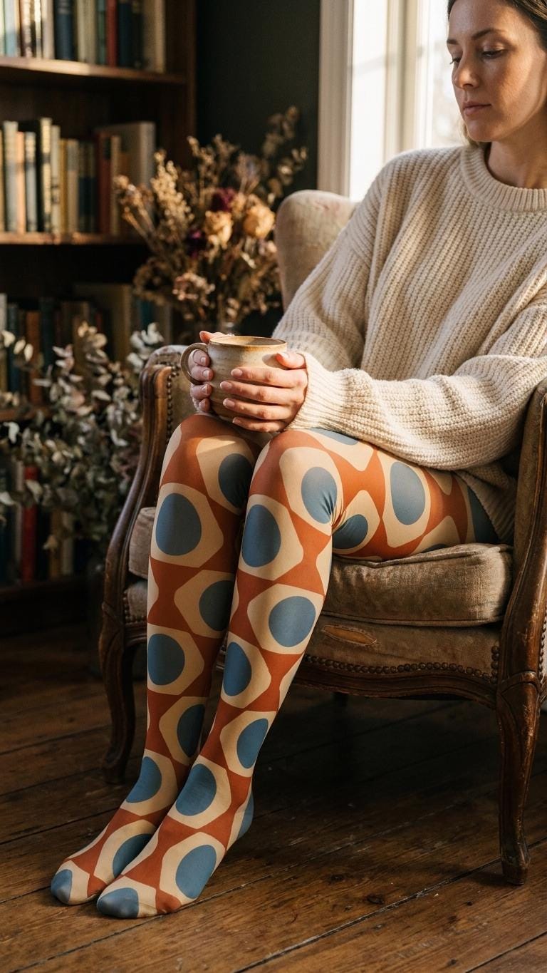 Retro Patterned Tights 2-Pack, Mix and Match Designs, Lightweight Stretch Hosiery