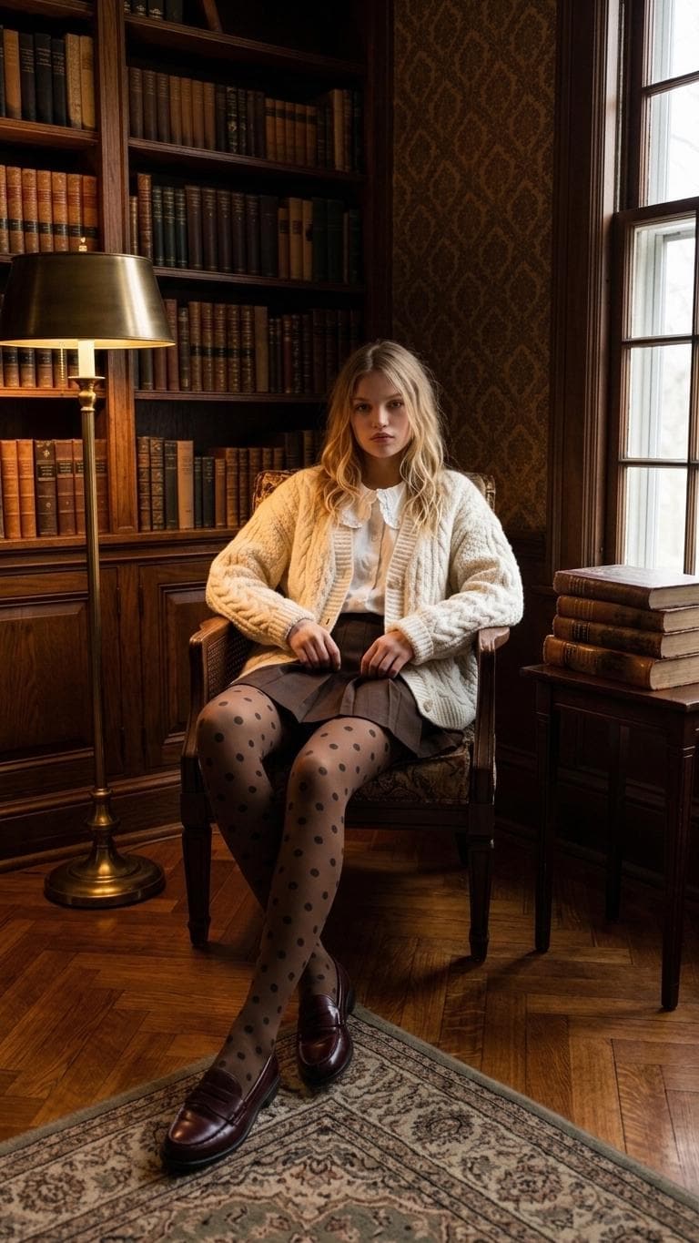 Dark Academia Retro Patterned Tights 2-Pack, Mix and Match Designs, Lightweight Stretch Hosiery