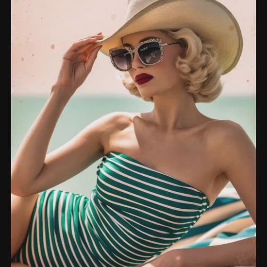 Luxury Handmade Retro Strapless Swimsuit | 1950s-Inspired | Sustainable Stylish Bodysuit | UK-Made | XS-4XL | Mid-Century Striped Colours