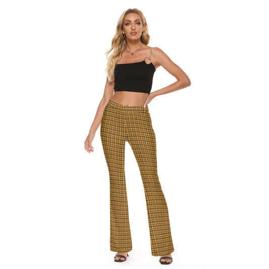 Vampire Art Dark Academia Gold Tartan Women's Skinny Flare Pants
