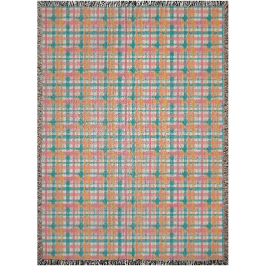 Vampire Art Grunge Premium 100% Cotton Soft Woven Blankets/Throws - Orange Scottish Tartan